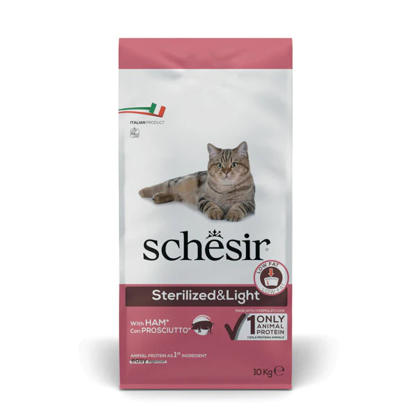 Schesir Sterilised&Light con Prosciutto 10kg - Crocchette per Gatti Schesir Sterilised&Light con Prosciutto 10kg - Crocchette per Gatti